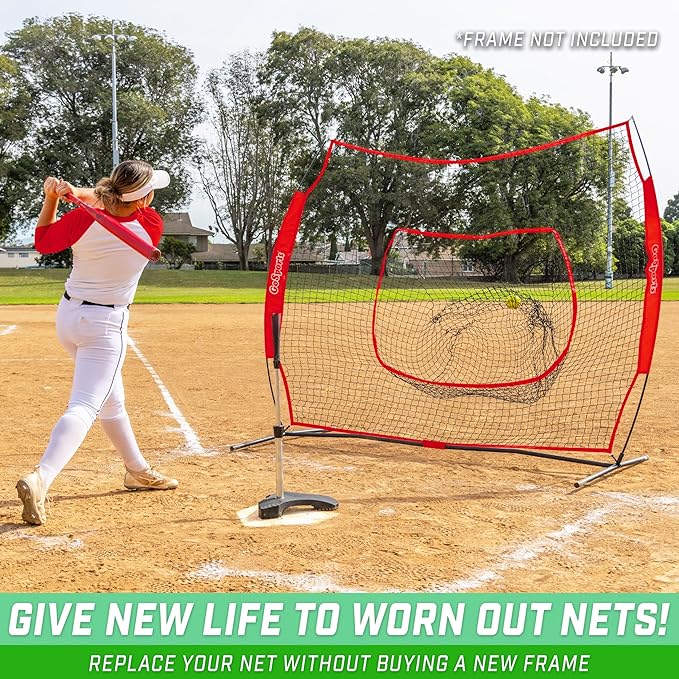 GoSports Replacement 7 x 7 ft Baseball Net - NET ONLY - Frame NOT Included - Choose Your Color