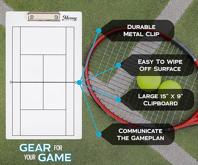 Murray Sporting Goods Dry Erase Coaches Clipboard | Double-Sided Dry Erase White Board