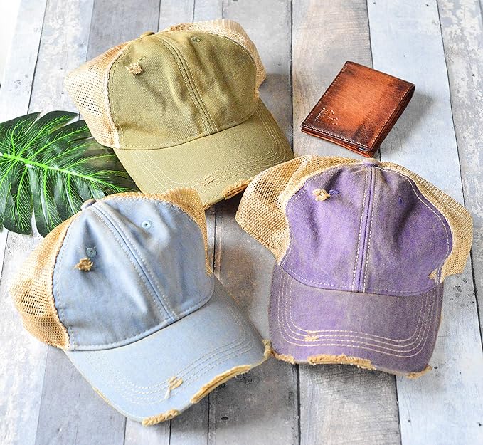 Vintage Distressed Baseball Cap – Unstructured Fit Adjustable Snapback Hat for Men & Women