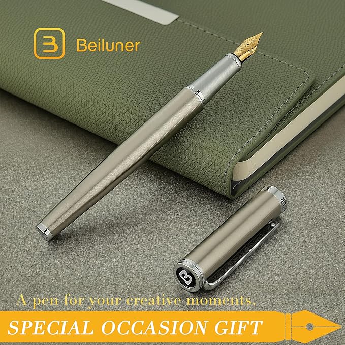 BEILUNER Luxury Fountain Pen Set, Solid 24K Gilded Fine Nib - Image 7