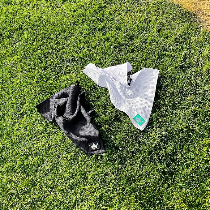 RYL/T Magnetic Golf Towel with Center Cut and Loop Attachment, Strong Magnet Attaches to Anything Metallic, Perfect Golf Bag or Cart Accessory