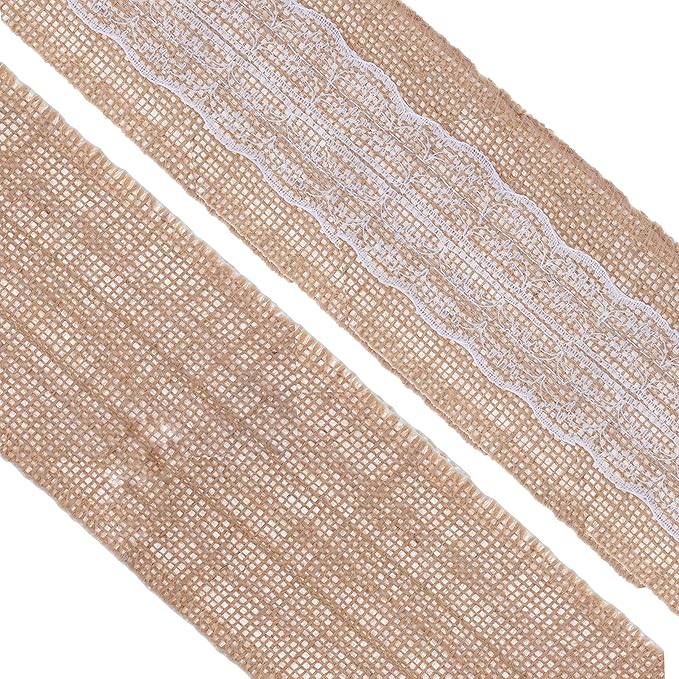 Mandala Crafts Burlap and Lace Ribbon 3 Inches Wide Jute Ribbons - Image 2