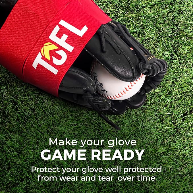 TOFL Baseball Glove Wrap Band for Mitt Shaping | Elastic Strap with Adjustable Closure for Pocket Forming & Storage | Youth & Adult Softball Mitt Care Accessory (Color & Quantity Options)