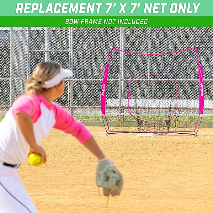 GoSports Replacement 7 x 7 ft Baseball Net - NET ONLY - Frame NOT Included - Choose Your Color