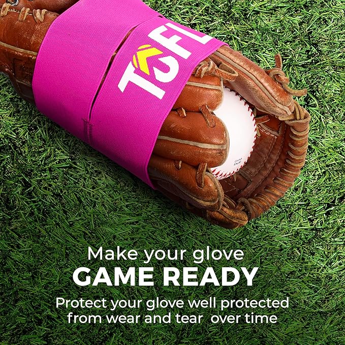 TOFL Baseball Glove Wrap Band for Mitt Shaping | Elastic Strap with Adjustable Closure for Pocket Forming & Storage | Youth & Adult Softball Mitt Care Accessory (Color & Quantity Options)