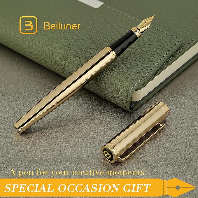 BEILUNER Gold Fountain Pen, Stunning Luxury Pens - Image 7