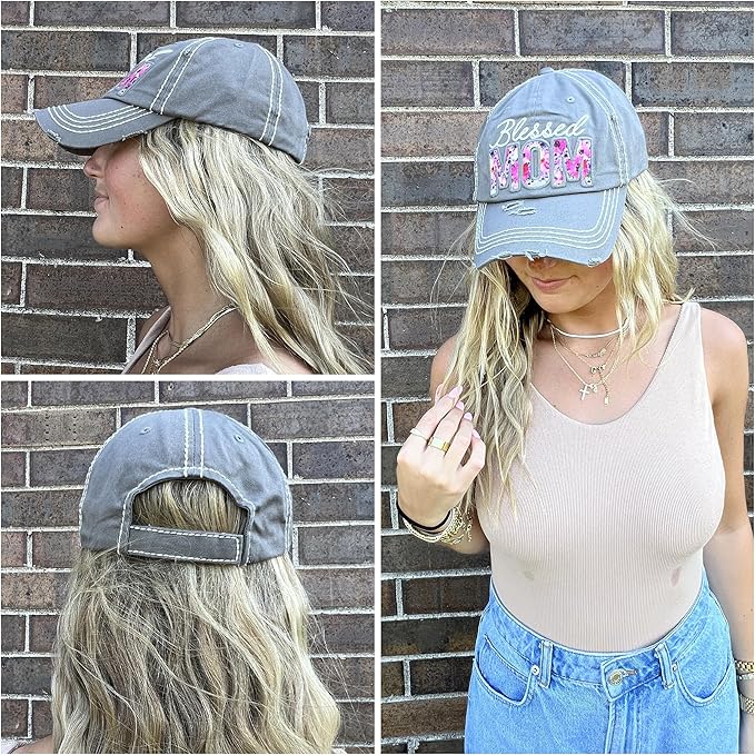 Funky Junque Distressed Vintage Baseball Cap - Embroidered Patch Women's Hat - Holiday, Lifestyle & Patriotic Designs