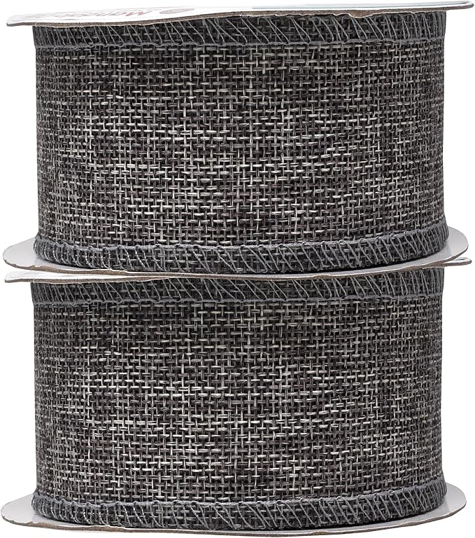 Mandala Crafts Gray Burlap Ribbon 2 Inches Wide Jute Ribbons - Image 2