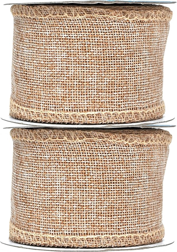 Mandala Crafts Natural Burlap Ribbon 2.5 Inches Wide Jute Ribbons - Image 2