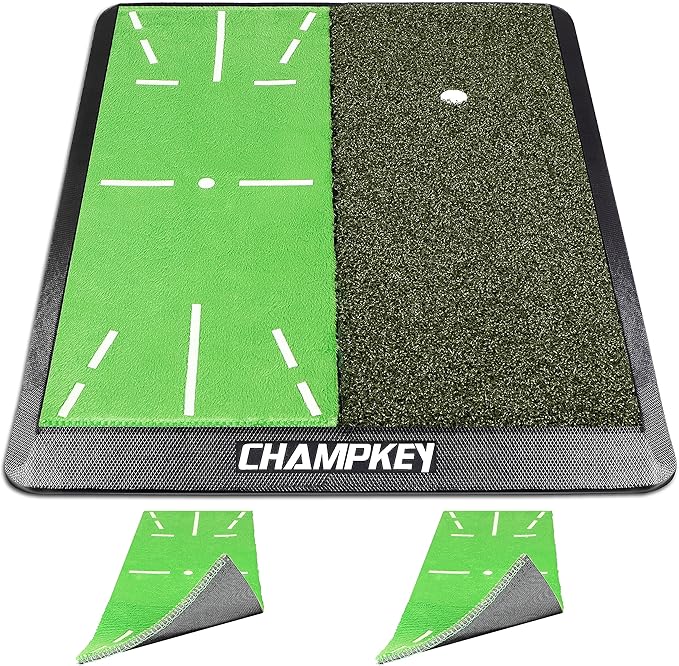 CHAMPKEY Heavy-Duty Golf Hitting Mat - Swing Path Feedback Golf Practice Mat - Ideal for Indoor and Outdoor Training