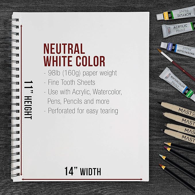 U.S. Art Supply 11"x14" Mixed Media Sketchbook, 2 Pack, 98 lb - Image 3