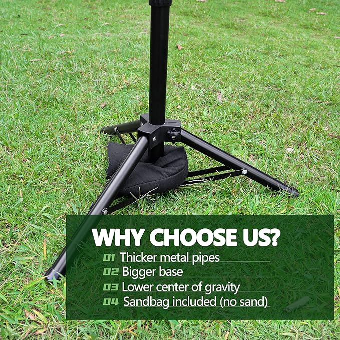 Hikeen Baseball Tees - Batting Tee with Portable Tripod Stand for Softball Hitting Training, Includes Carrying Bag