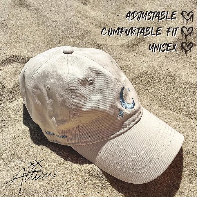Atticus Poetry Hat, Embroidered Brushed Cotton Women’s Baseball Hat Unisex Fit, Adjustable One Size
