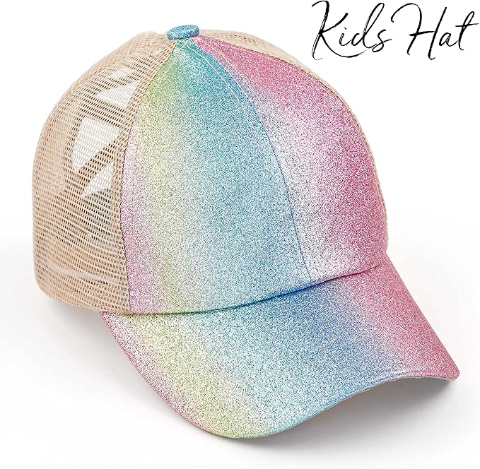 C.C Ponycap Messy High Bun Ponytail Adjustable Glitter Mesh Trucker Baseball Cap