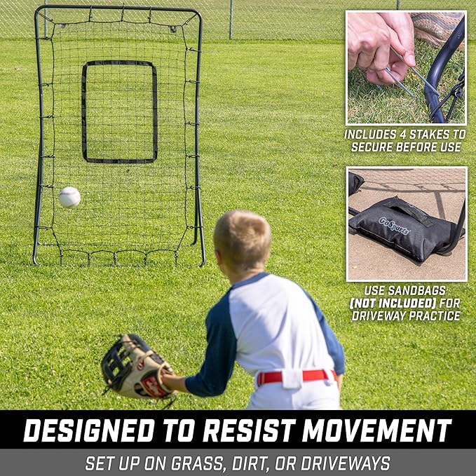GoSports Baseball & Softball Pitching and Fielding Rebounder - Pitch Back Net - Choose Your Size