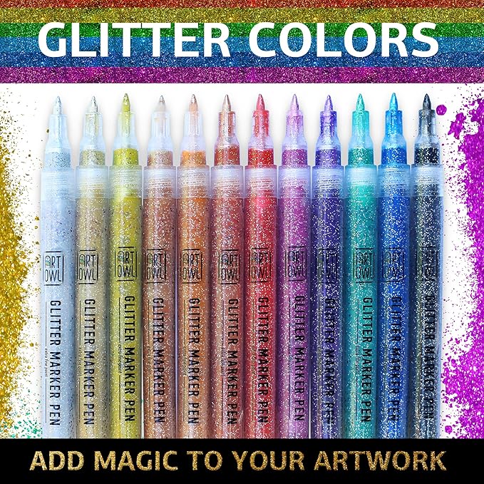 Acrylic Glitter Paint Marker Pens, Ultra Fine Point 0.7mm - Image 6