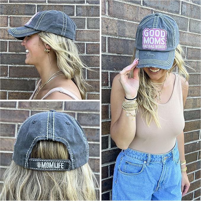 Funky Junque Distressed Vintage Baseball Cap - Embroidered Patch Women's Hat - Holiday, Lifestyle & Patriotic Designs