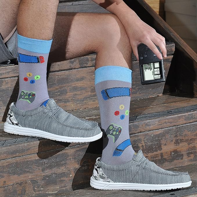 Cavertin Men's Funny Socks Hunting Fishing Football Baseball Gaming Golf Taco Pizza Bacon Christmas Gift for Men
