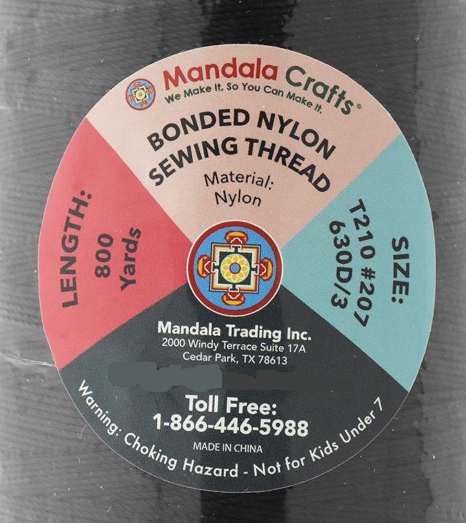 Mandala Crafts Bonded Nylon Thread Black Heavy Duty Sewing Threads - Image 4