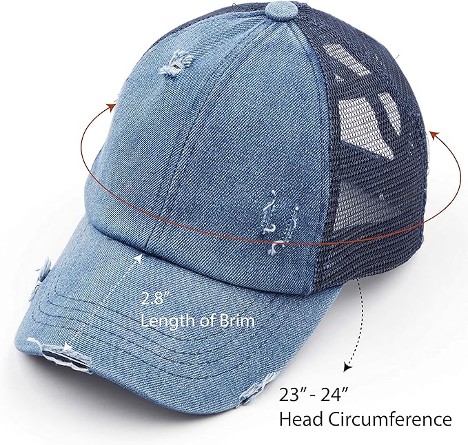 C.C Ponycap Messy High Bun Ponytail Adjustable Glitter Mesh Trucker Baseball Cap