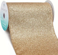 CT CRAFT LLC Glitter Wired Ribbon 6" x 10 Yards Gold by CTCRAFTLLC