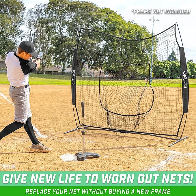 GoSports Replacement 7 x 7 ft Baseball Net - NET ONLY - Frame NOT Included - Choose Your Color