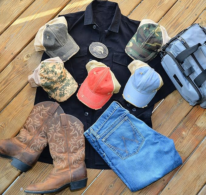 Vintage Distressed Baseball Cap – Unstructured Fit Adjustable Snapback Hat for Men & Women