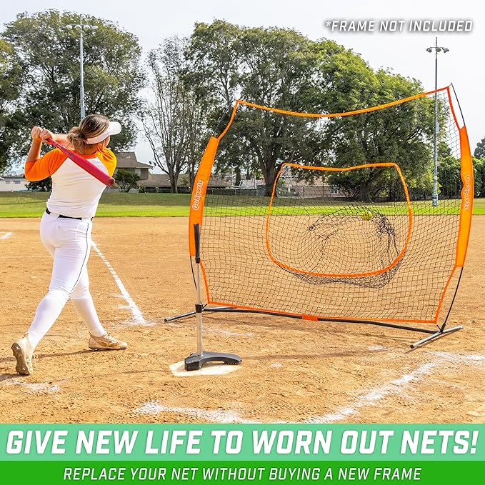 GoSports Replacement 7 x 7 ft Baseball Net - NET ONLY - Frame NOT Included - Choose Your Color
