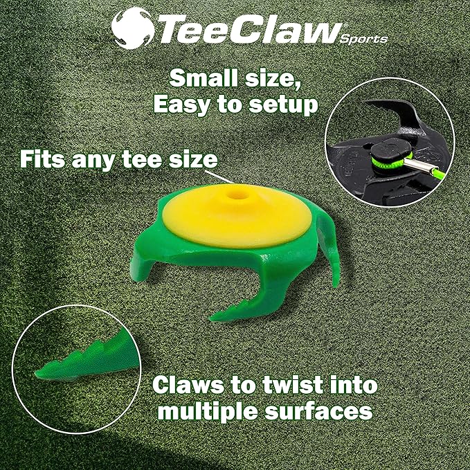 Tee Claw Golf Tee Holder, Golf Mat Tee, Golf Alignment String, Baseball Agility Training for Indoor and Outdoor, Made in The USA.
